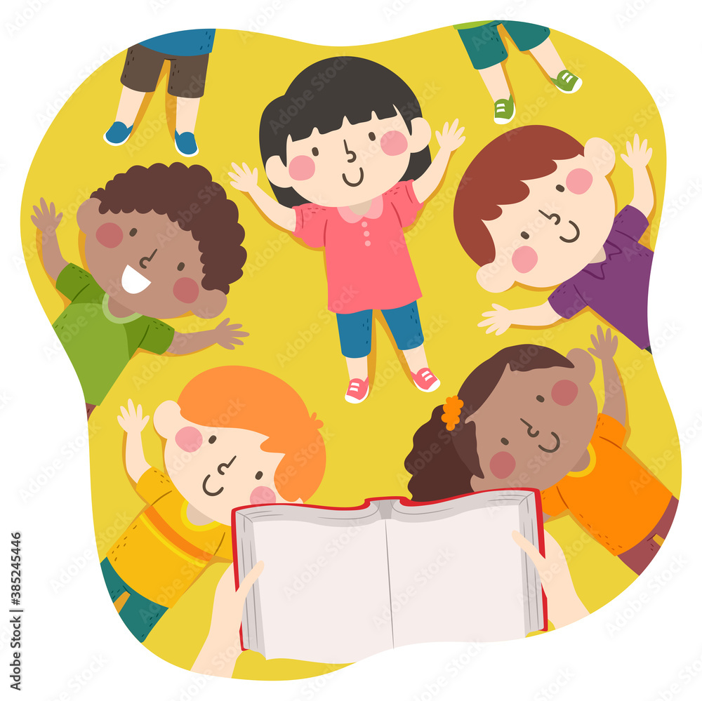 Kids Book Story Lay Down Read Book Illustration Kids Book Story Lay Down Read Book Illustration