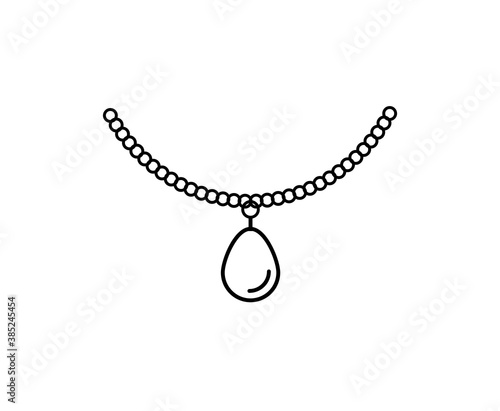 simple necklace icon with line style vector isolated