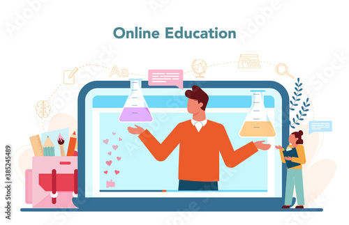 Teacher online service or platform. Profesor planning curriculum,