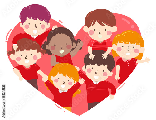 Kids Inside Heart Red Wave ...