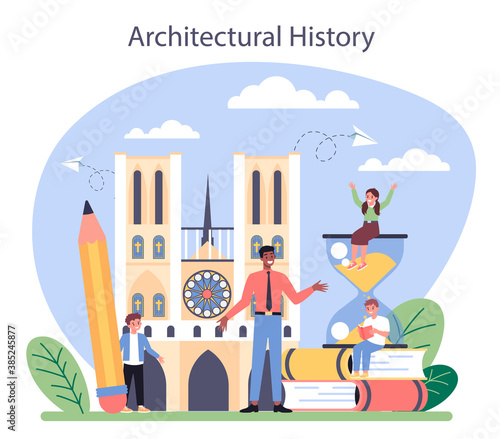 History of art school education. Student studying art history.
