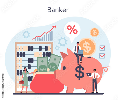 Banker concept. Idea of finance income, money saving