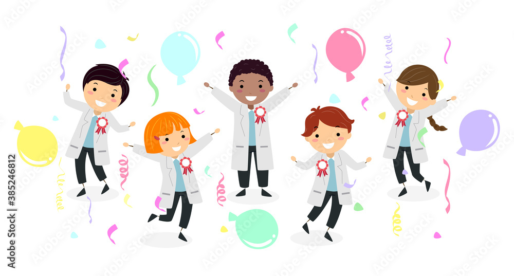 Stickman Kids Science Award Winners Illustration Stickman Kids Science Award Winners Illustration