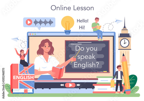 English class online service or platform. Study foreign languages