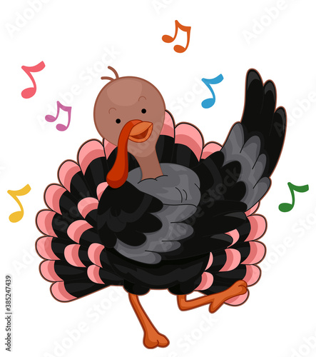 Turkey Dance Music Notes Illustration