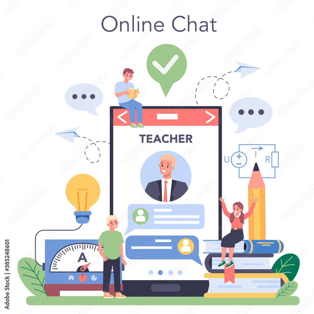 Physics school subject online service or platform. Scientist explore Physics school subject online service or platform. Scientist explore