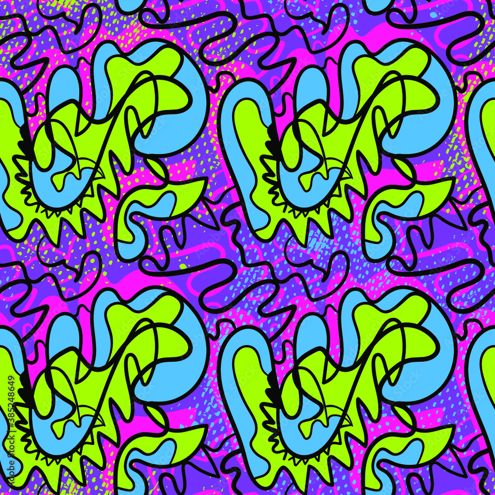 Authentic colored hand drawn seamless pattern Authentic colored hand drawn seamless pattern