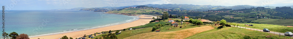 Fototapeta premium View on Playa de Oyambre y la Rabia, located on the bay of Biscay, Cantabria, Spain.