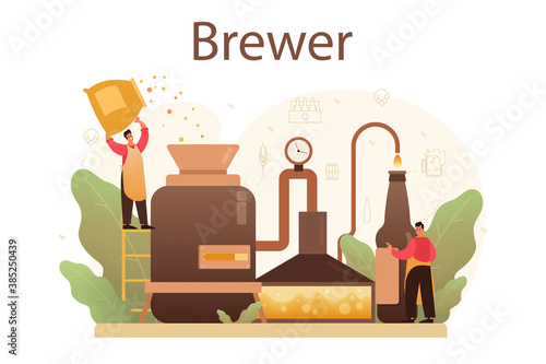 Brewery concept. Craft beer production, brewing process. draught