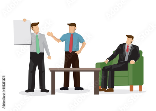 Illustration of corporate business team pitching.