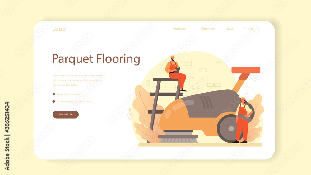 Flooring installer web banner or landing page. Professional Flooring installer web banner or landing page. Professional