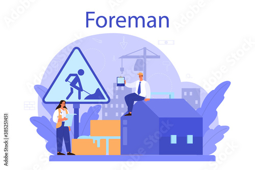 Foreman concept. Main engineer leading at construction site.