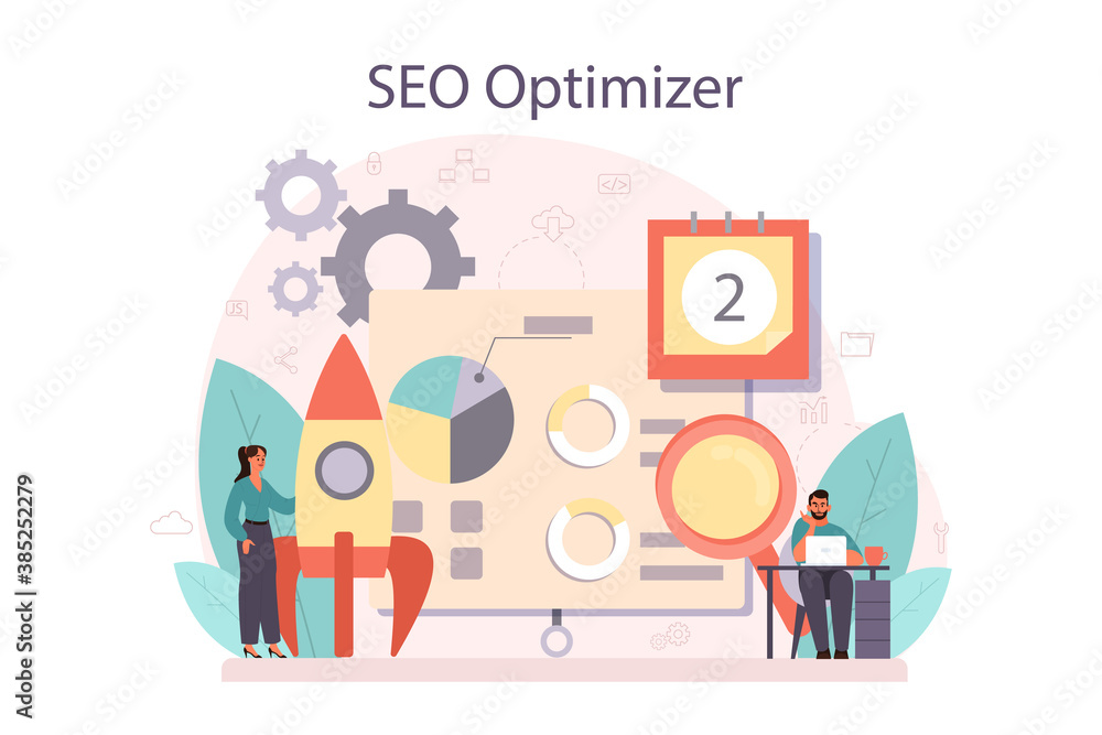 SEO optimizer concept. Idea of search engine optimization SEO optimizer concept. Idea of search engine optimization