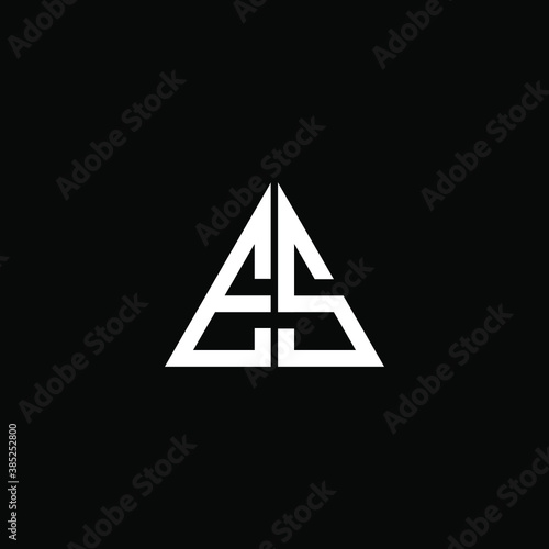 E S letter logo abstract design on black color background, es monogram