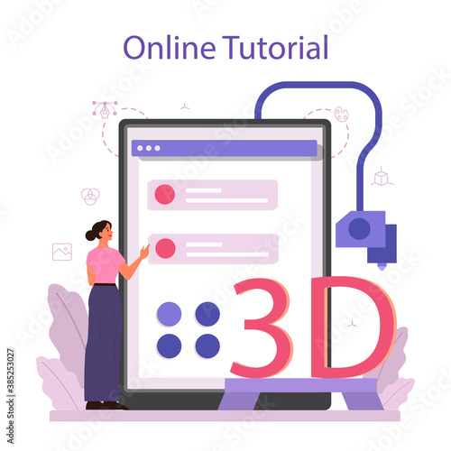 Designer 3D modeling online service or platform. Digital drawing