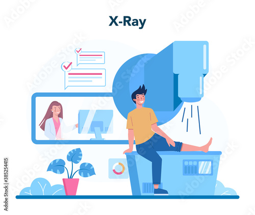Radiologist concept. Doctor examing X-ray image of human