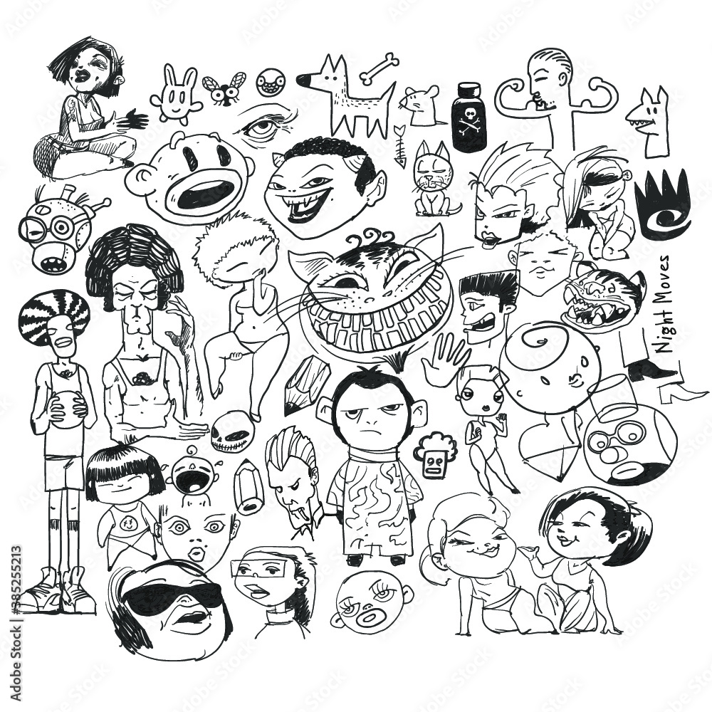 doodle style characters series set, hand draw sketch, doodle style, isolated vector illustration.
