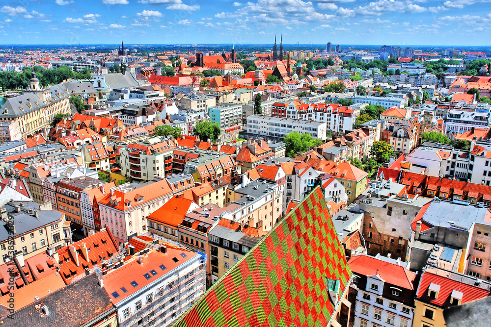 Obraz premium Panorama Wrocławia z góry