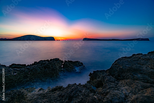 Ibiza Sunset. West coast of Ibiza island.