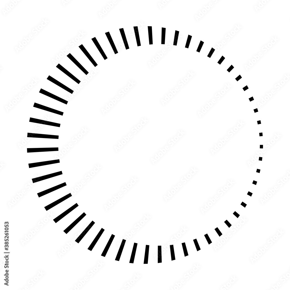 Circular radial, radiating lines, beams, rays. Geometric circle vector illustration. Cyclic loop concentric pattern