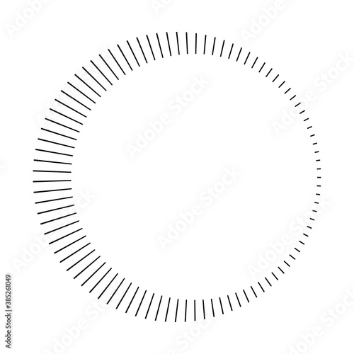 Circular radial, radiating lines, beams, rays. Geometric circle vector illustration. Cyclic loop concentric pattern