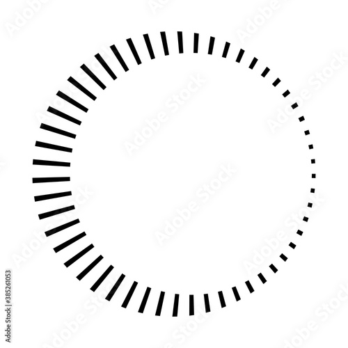 Circular radial, radiating lines, beams, rays. Geometric circle vector illustration. Cyclic loop concentric pattern