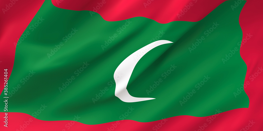 Obraz premium National Fabric Wave Closeup Flag of Maldives