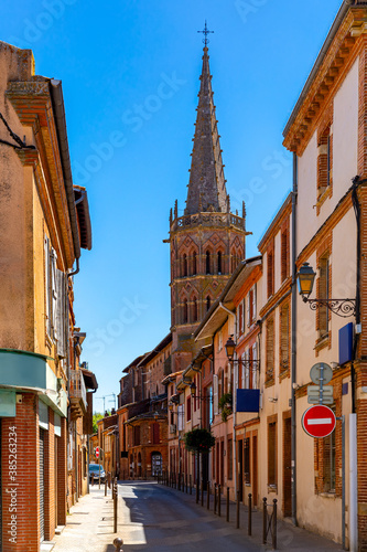 Picturesque streets of the old city Muret on sunny summer day. France