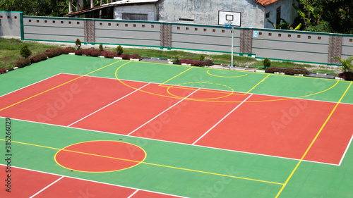 basketball court on school, top view