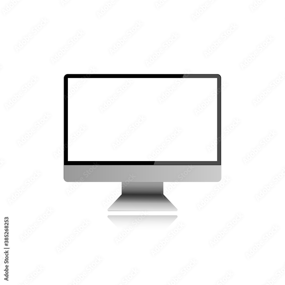 Realistic monitor icon on white background with shadow Gray monitor for work and play. Vector EPS10. Realistic monitor icon on white background with shadow Gray monitor for work and play. Vector EPS10.