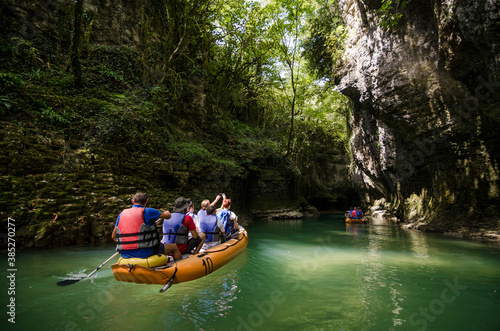 kayaking in a canyon