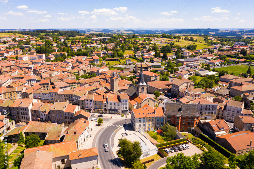Panoramic view from above on the city Craponne-sur-Arzon. France
