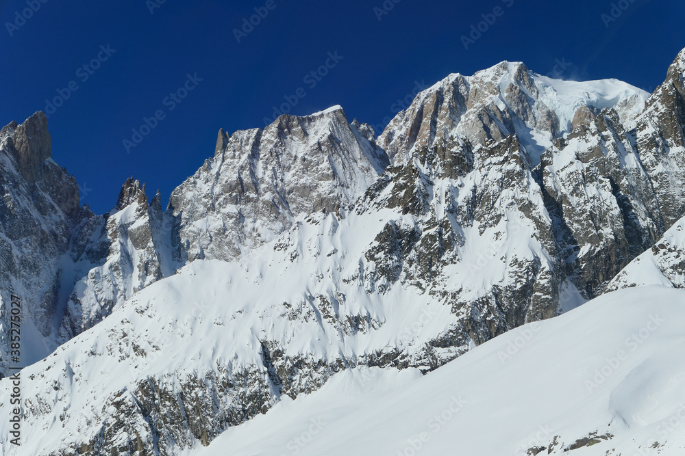Mont Blanc massif. Alps mountains in winter.