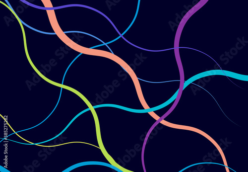 Edgy, angular lines abstract vector art. Abstract zig-zag; criss-cross, wavy intersected lines, stripes vivid, vibrant color background; pattern and texture.