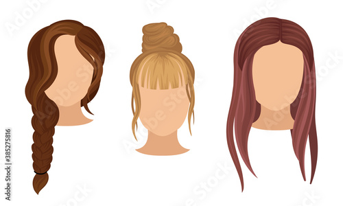 Different Hairstyle and Haircuts for Females Vector Set