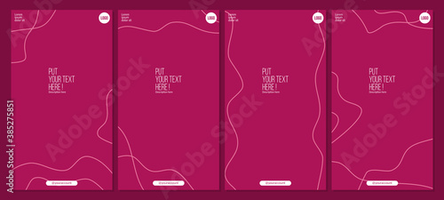 social media status or story banner template in girlish pink with abstract line doodle ornament