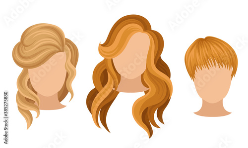 Different Hairstyle and Haircuts for Females Vector Set