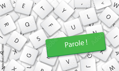 parole in white keyboard keys background