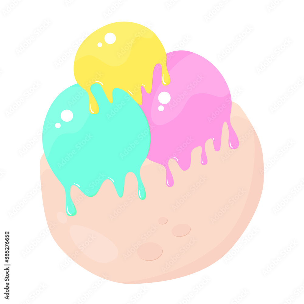 Colored ice cream in pita bread Colored ice cream in pita bread