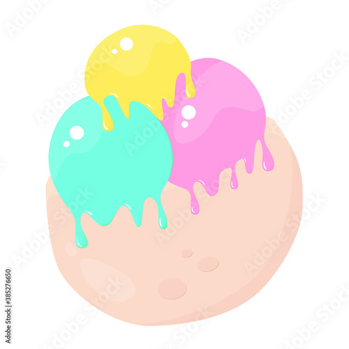 Colored ice cream in pita bread