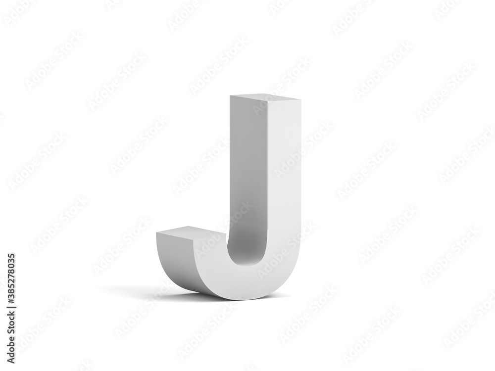 White bold letter J isolated on white background White bold letter J isolated on white background