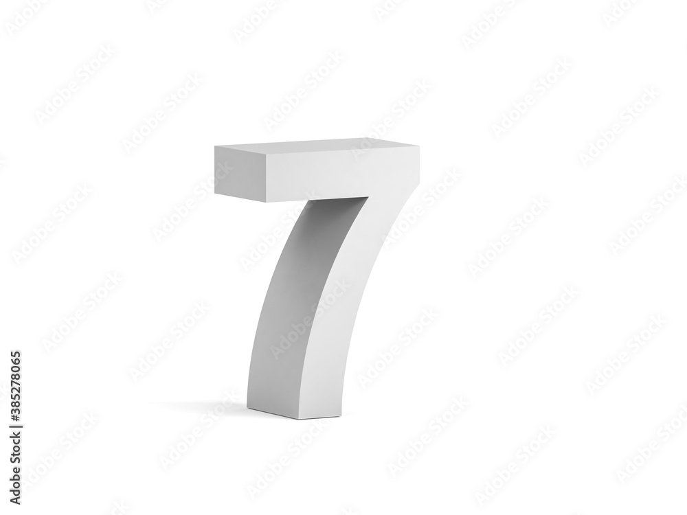 White bold digit 7 isolated on white background White bold digit 7 isolated on white background
