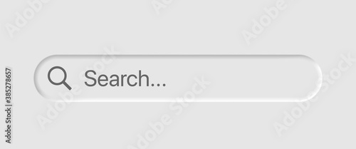 Search bar form templates of neomorphic interface. Neomorphism trendy 2020 design elements, UI components. Vector layout illustration isolated objects for website, interface, social media