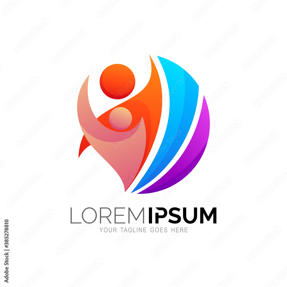 Abstract people logo with colorful design illustration, Charity icons Abstract people logo with colorful design illustration, Charity icons