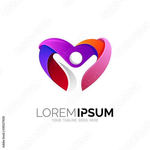 Family love care, charity and foundation logo vector, medical icon, valentine logo, hug icon, mom and baby logo template