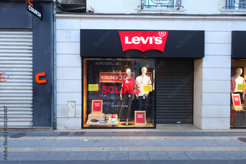 Tours, France, August 2020: A branch of Levis clothes shop in Tours in the  Loire Valley region of France Stock Photo | Adobe Stock
