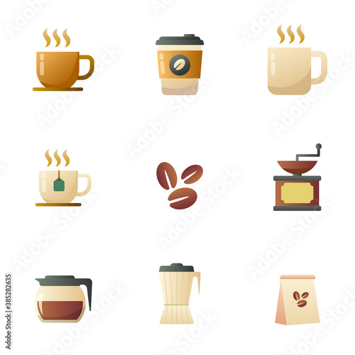 Set of coffee icon in gradient style isolated on white background. Coffee vector illustration collection 