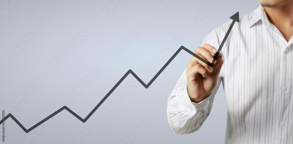 Hand drawing chart, graph stock of growth Hand drawing chart, graph stock of growth