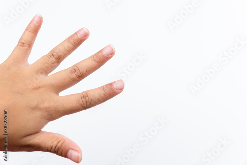 Fototapeta Dirty fingernails of child hand