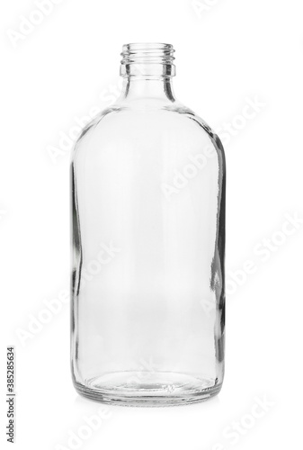 Empty glass bottles isolated from white background